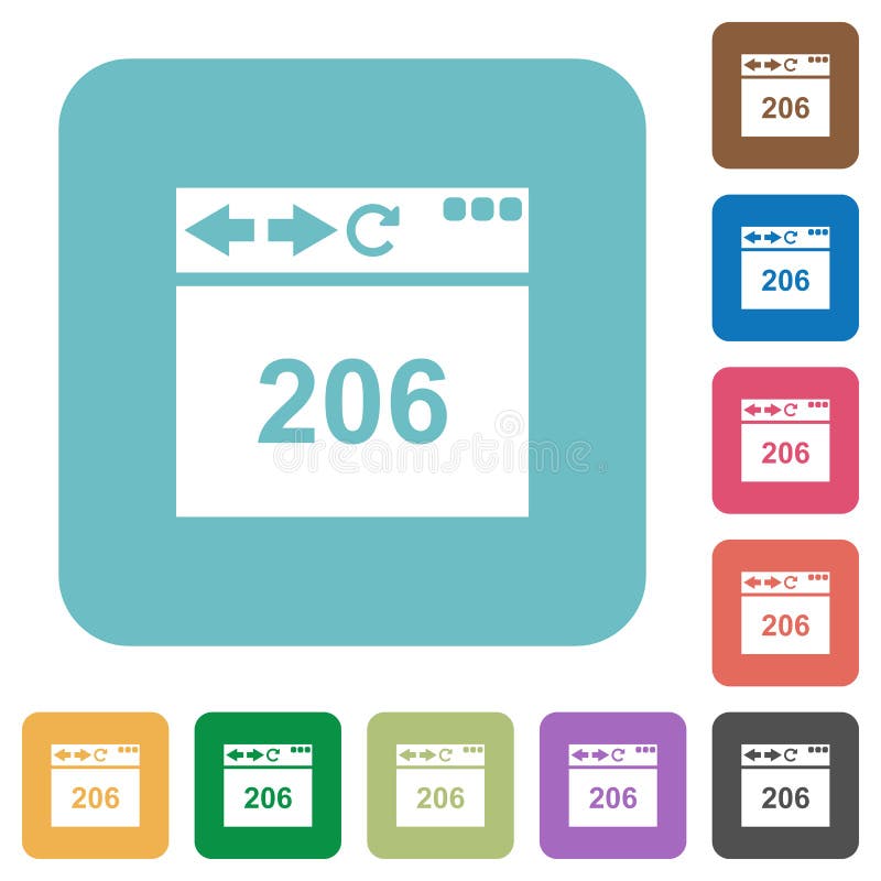 Browser 206 Partial Content rounded square flat icons. Browser 206 Partial Content white flat icons on color rounded square backgrounds stock illustration Browser 206 Partial Content rounded square flat icons. Browser 206 Partial Content white flat icons on color rounded square backgrounds stock illustration