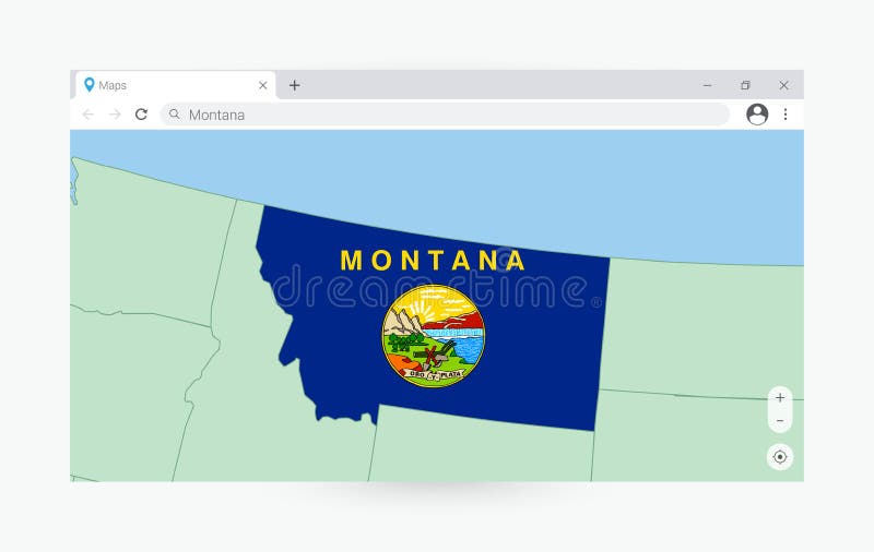 Searching Map of Montana in Smartphone Map Application. Map of Montana