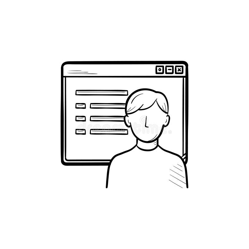 Browser Window mit Entwurfs-Gekritzelikone der Webseite des Sozialen Netzes Hand gezeichneter vektor abbildung Browser Window mit Entwurfs-Gekritzelikone der Webseite des Sozialen Netzes Hand gezeichneter vektor abbildung