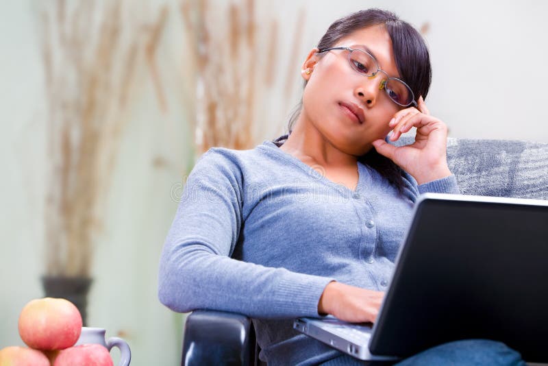 Browsing internet at home royalty free stock photos