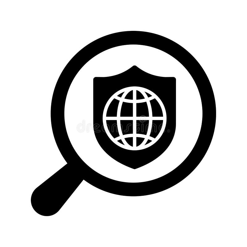 Browsing, Safe, Search Icon. Black Vector Graphics Stock Illustration