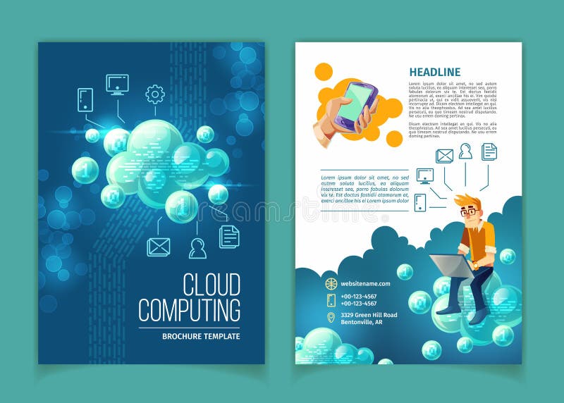 Broșură vectorială pentru tehnologia cloud computing vector illustration