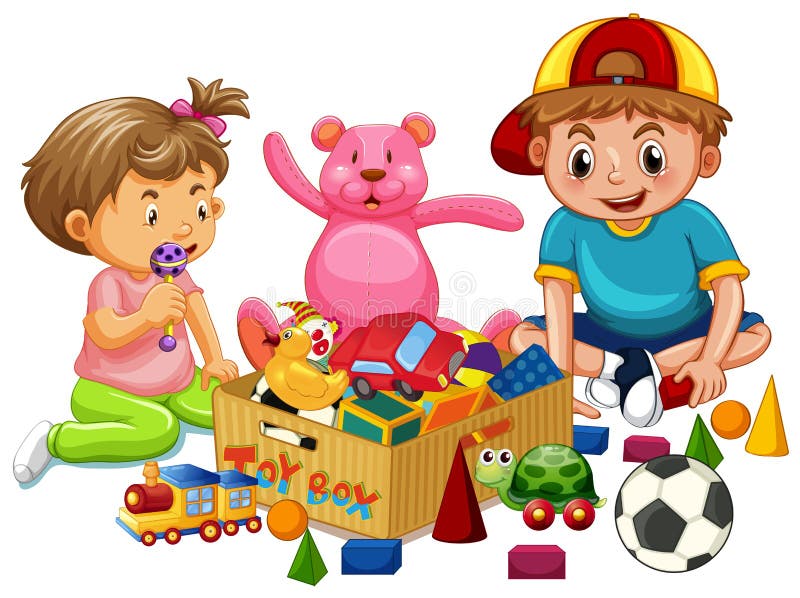 Bruder und Schwester Playing Toys vektor abbildung Bruder und Schwester Playing Toys vektor abbildung