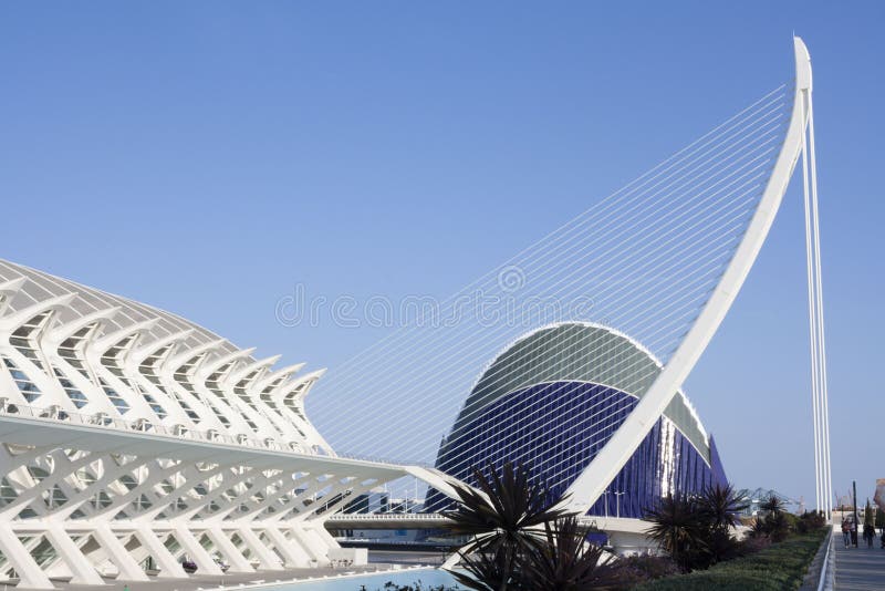 Brug die in de Stad van Kunsten van Valencia wordt gevestigd royalty-vrije stock foto's Brug die in de Stad van Kunsten van Valencia wordt gevestigd royalty-vrije stock foto's