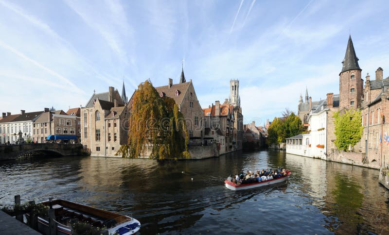 Canals of Bruges, Belgium in autumn time