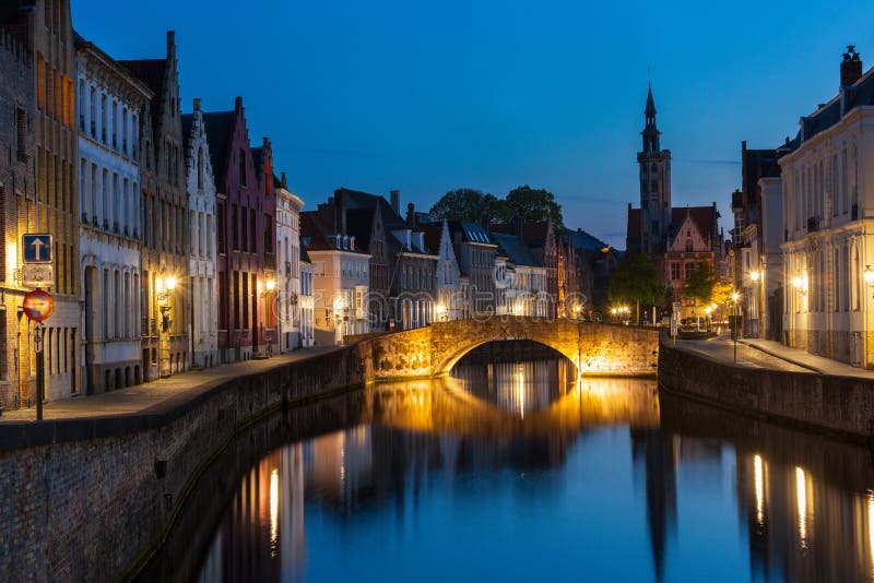 Bruges (Brugge) canal in the evening, Belgium. Bruges (Brugge) canal in the evening, Belgium