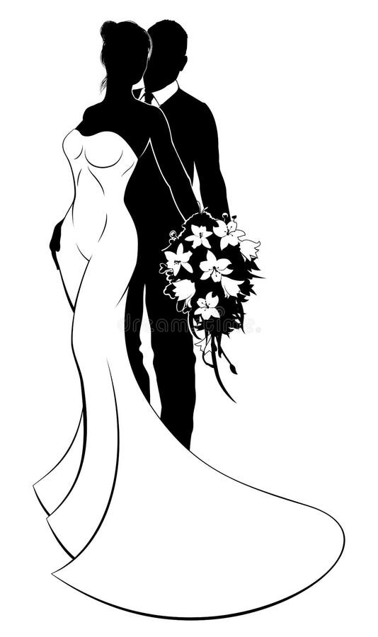 Bruid en Bruidegom Wedding Silhouette Couple vector illustratie Bruid en Bruidegom Wedding Silhouette Couple vector illustratie