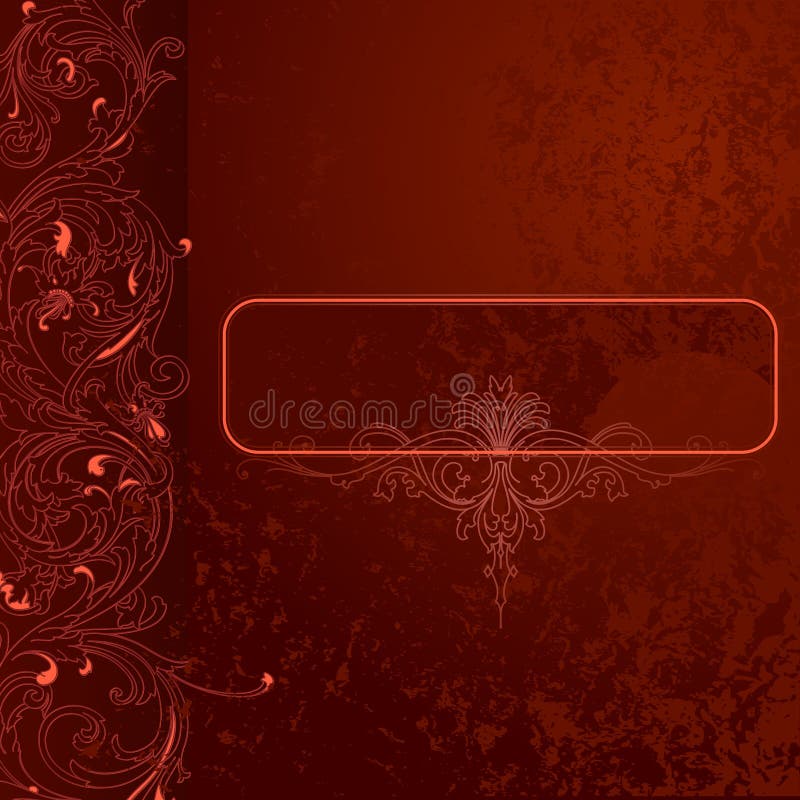 Brown-red Grunge Lace Background With Banner. Vector Illustration. Brown-red Grunge Lace Background With Banner. Vector Illustration