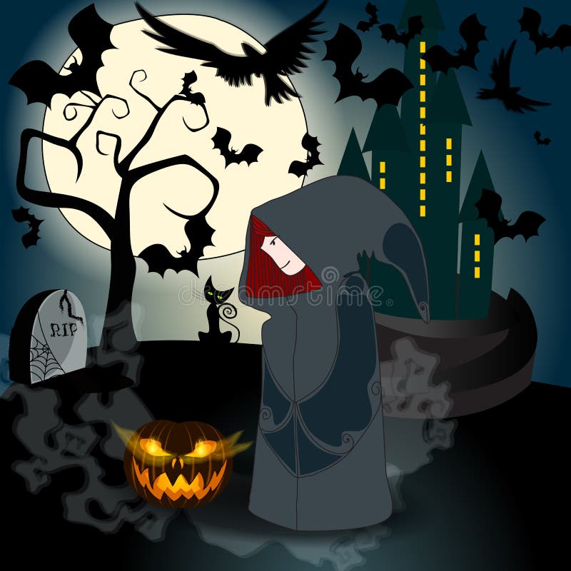 Bruja linda de Víspera de Todos los Santos libre illustration Bruja linda de Víspera de Todos los Santos libre illustration