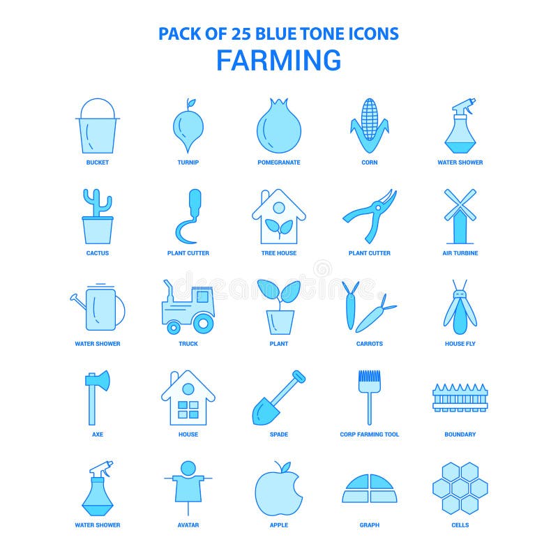 Bruka blått Tone Icon Pack - 25 symbolsuppsättningar stock illustrationer Bruka blått Tone Icon Pack - 25 symbolsuppsättningar stock illustrationer