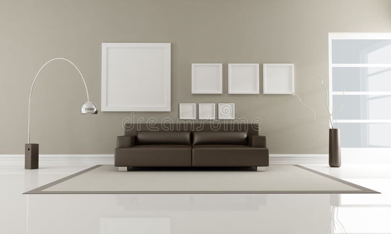 Brun inre minimalist stock illustrationer