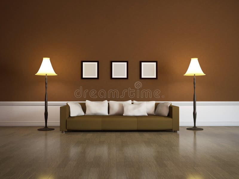 Brun inre sofa vektor illustrationer