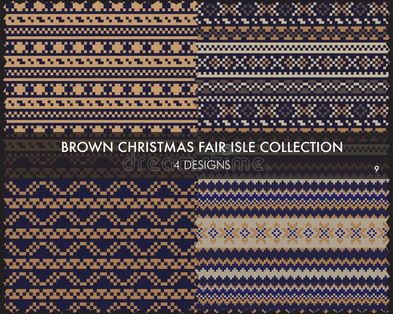 Brun julmässan Isle Seamless Pattern Collection stock illustrationer