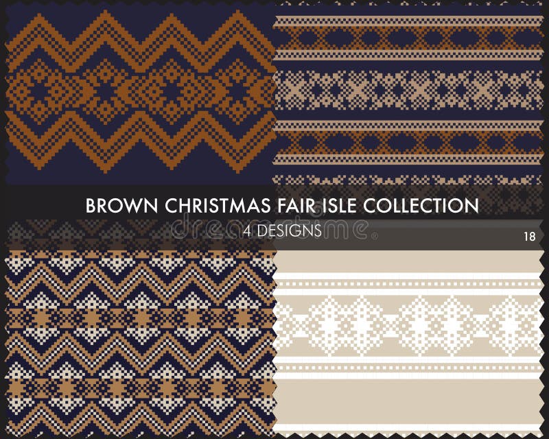Brun julmässan Isle Seamless Pattern Collection stock illustrationer