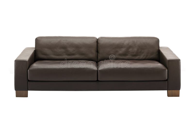 Brun lädersofa arkivbild