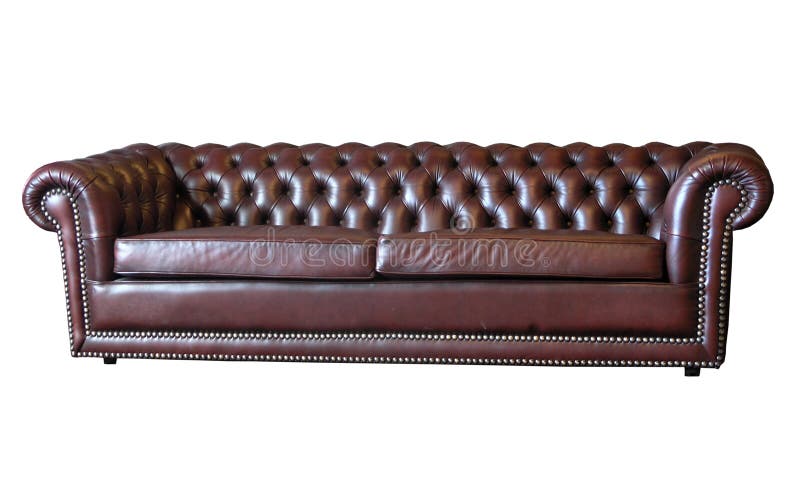 Brun lädersofa fotografering för bildbyråer
