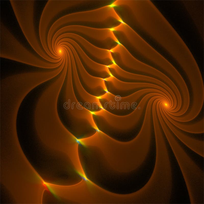 Bruna ljusa två spiral för abstrakt fractalkonst och mystikerformer vektor illustrationer