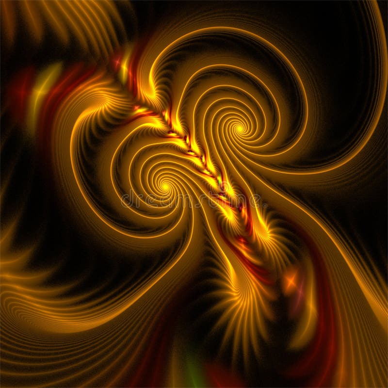 Bruna ljusa två spiral för abstrakt fractalkonst och mystikerformer royaltyfri illustrationer