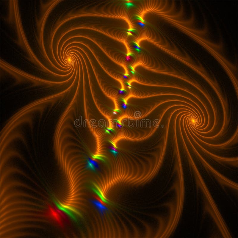 Bruna ljusa två spiral för abstrakt fractalkonst och mystikerformer stock illustrationer