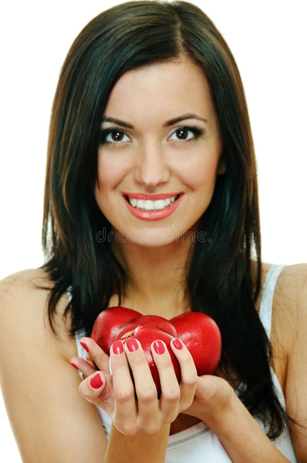 Brunette with apple