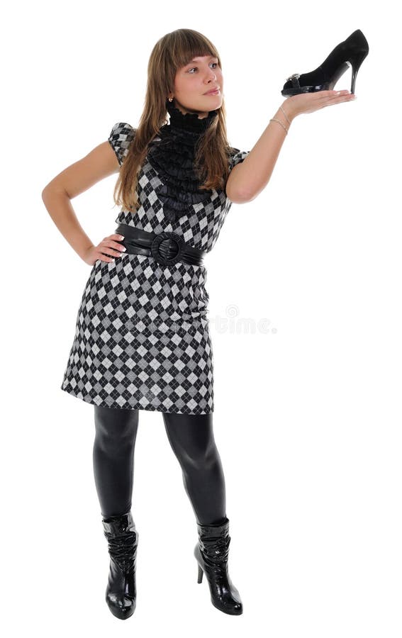 Brune avec une chaussure noire photos libres de droits