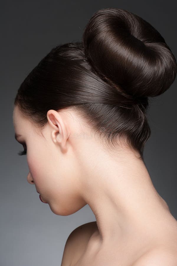 Brunette with Elegant Hairstyle Stock Image  Image of hairdo coiffure  38441217
