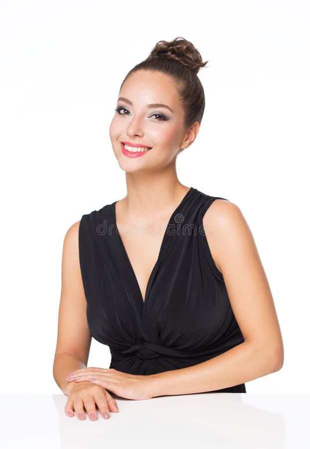 Brunette in elegant makeup stock photography