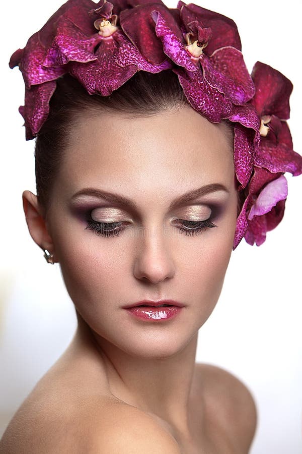 Brunette with flowers in her hair