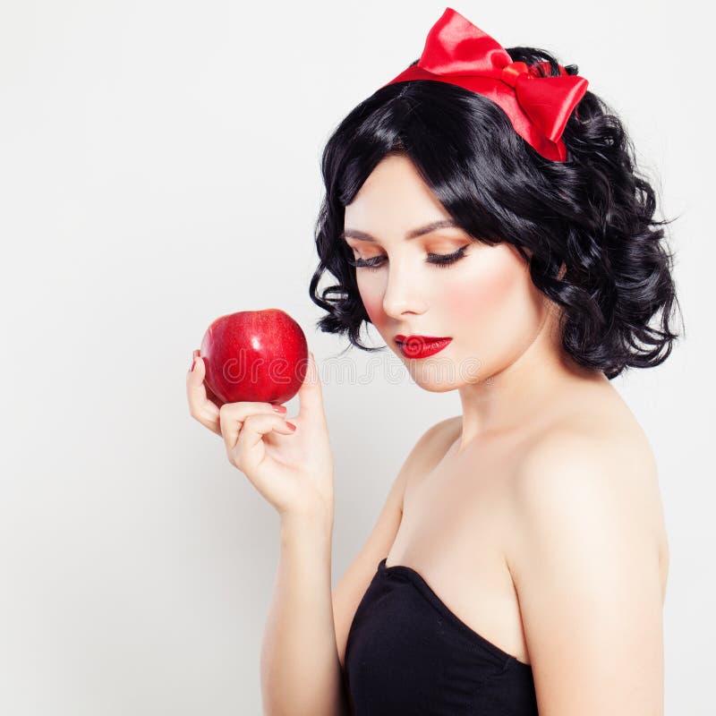 Brunette Girl with Apple royalty free stock image Brunette Girl with Apple royalty free stock image