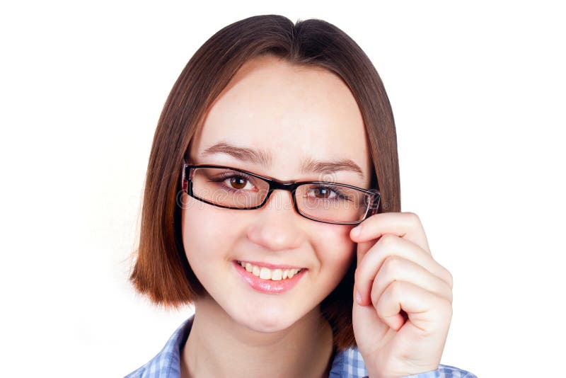 Brunette girl in glasses