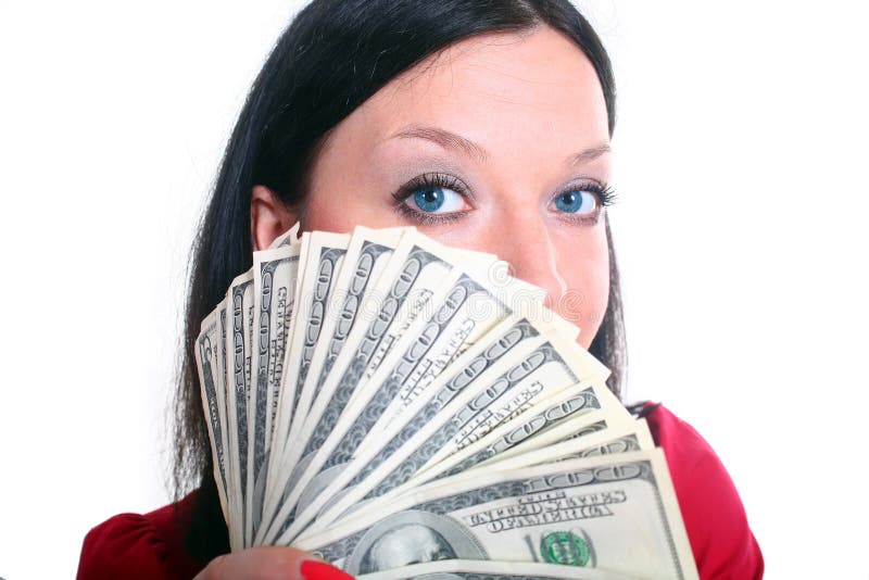Brunette girl with money