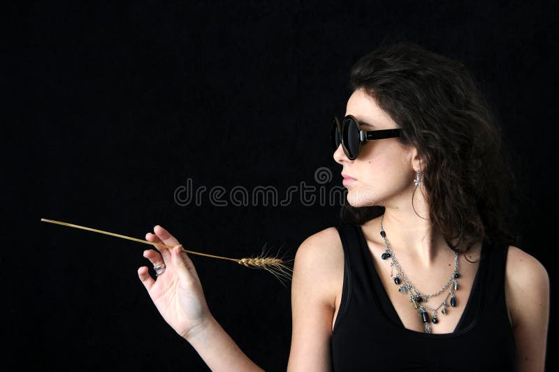 Brunette with glasses and wheat