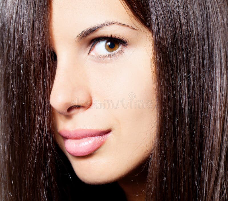 Brunette hair woman stock photo. Image of makeup, hair - 26958278