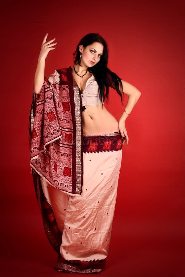 Brunette in the Indian sari