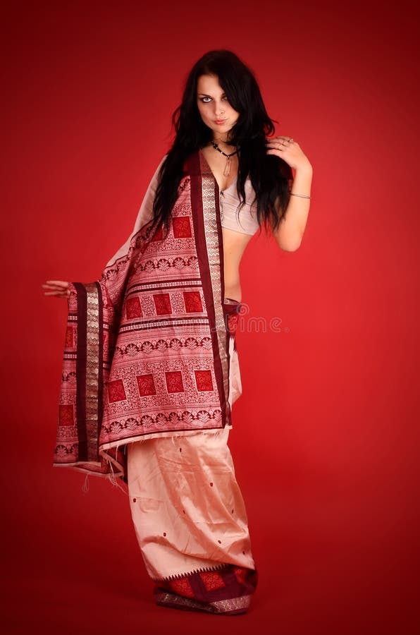 Brunette in the Indian sari