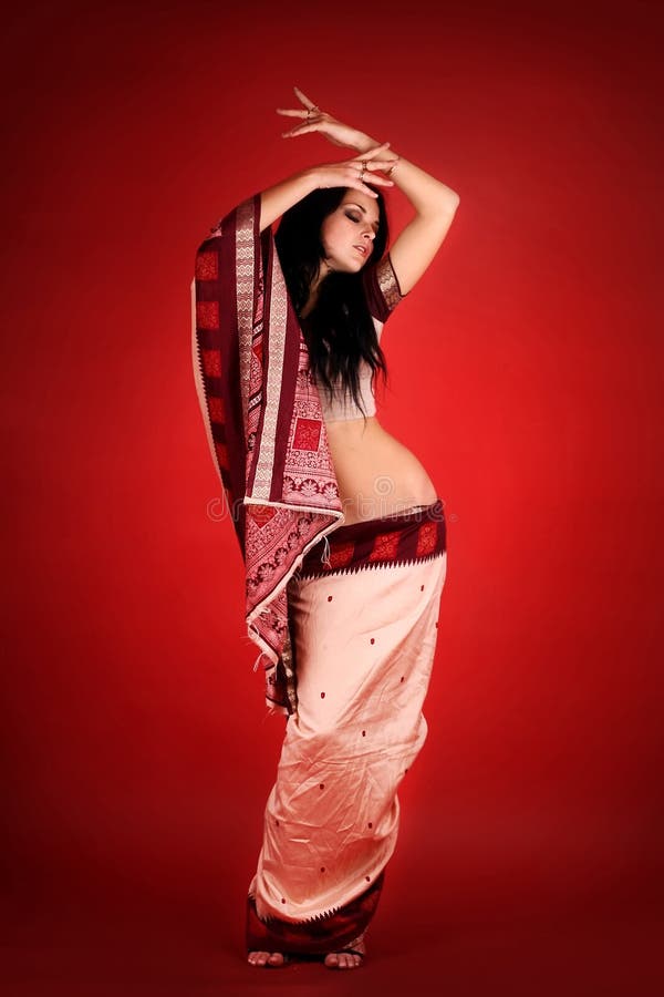 Brunette in the Indian sari