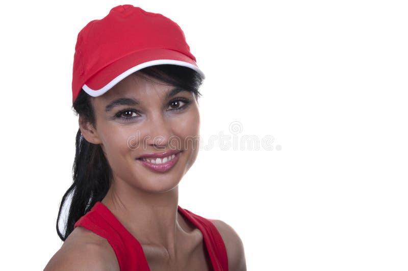 Brunette with red cap