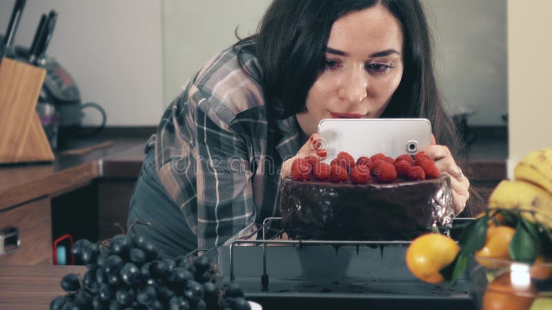 800px x 450px - Brunette Young Woman Making Photos and Videos of Her Raspberry Cake with  Her Smartphone. Amateur Cooking and Social Stock Video - Video of phone,  fruit: 81470713