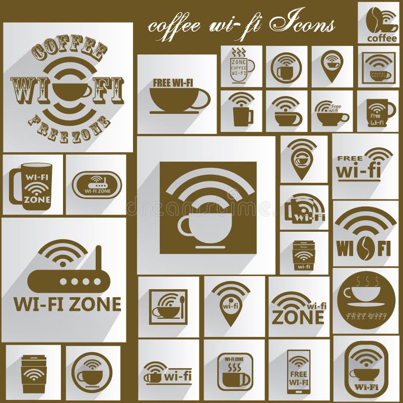 Brunt färgkaffe WIFI royaltyfri illustrationer