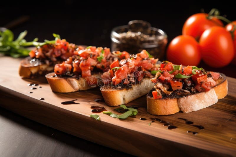 Bruschetta cu hamsie și un strop de piper zdrobit royalty free stock photo