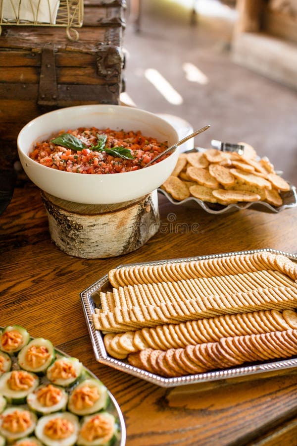 Bruschetta, Crackers, and Bread Display Stock Image Image of catered