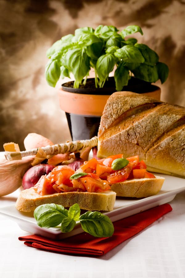 Bruschetta with ingredients