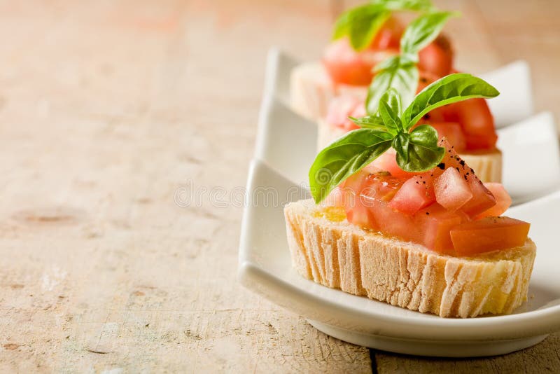 Bruschetta with tomatoes and basil