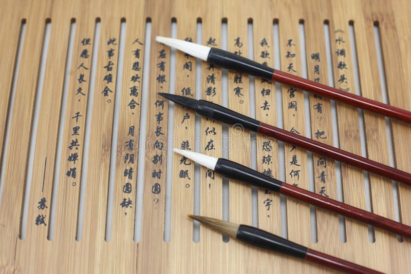 Brush and Chinese Characters Stock Photo - Image of traditional ...