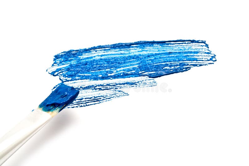 Brush with a dark blue paint