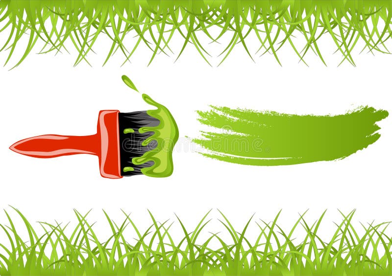 Brush with green paint stock vector. Illustration of pigment 19150570