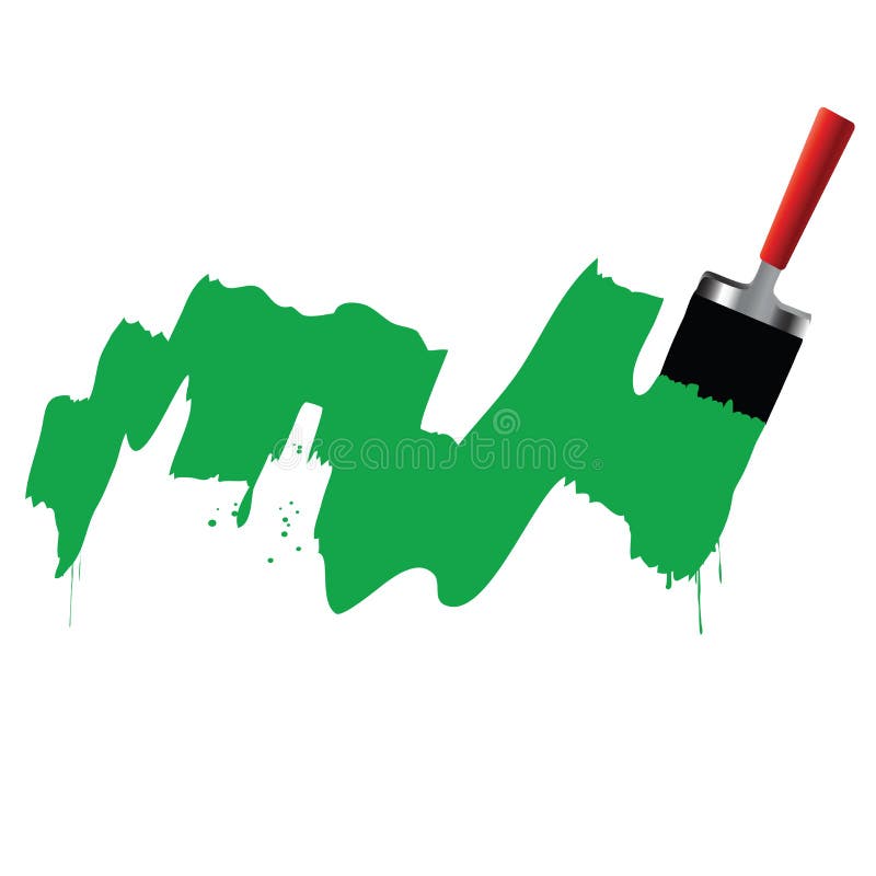 Brush and green paint stock vector. Illustration of brush 24712690