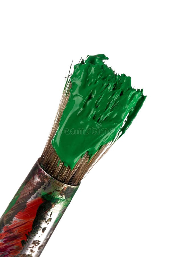 Brush with green paint stock image. Image of paintbrush 270444745