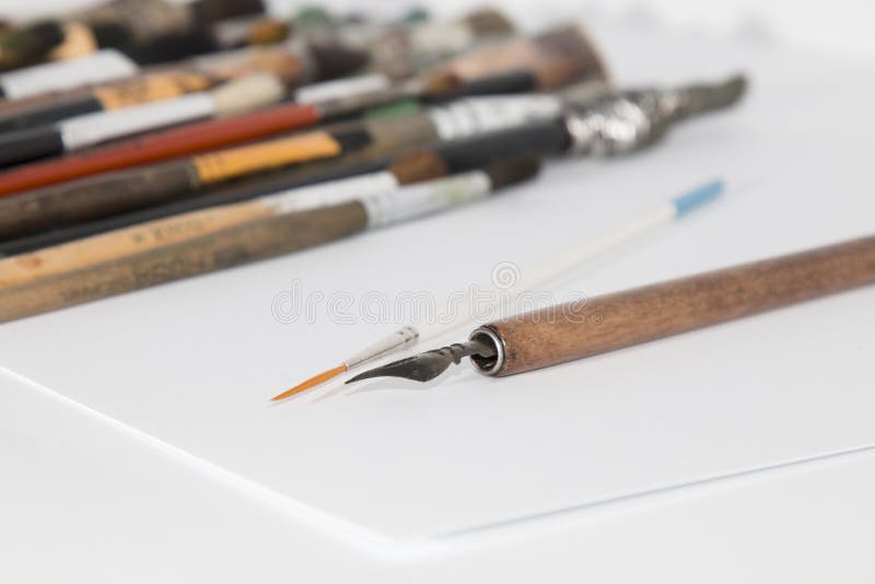 Brush and ink pen stock photo. Image of writing, korea 60050582