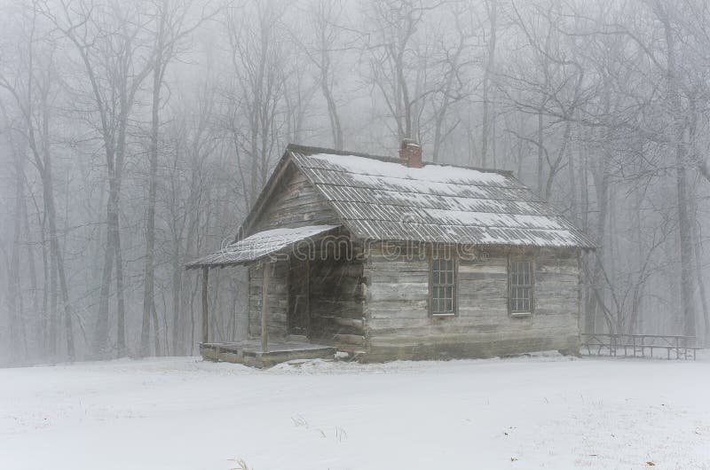 Brush Mountain schoolhouse winter.